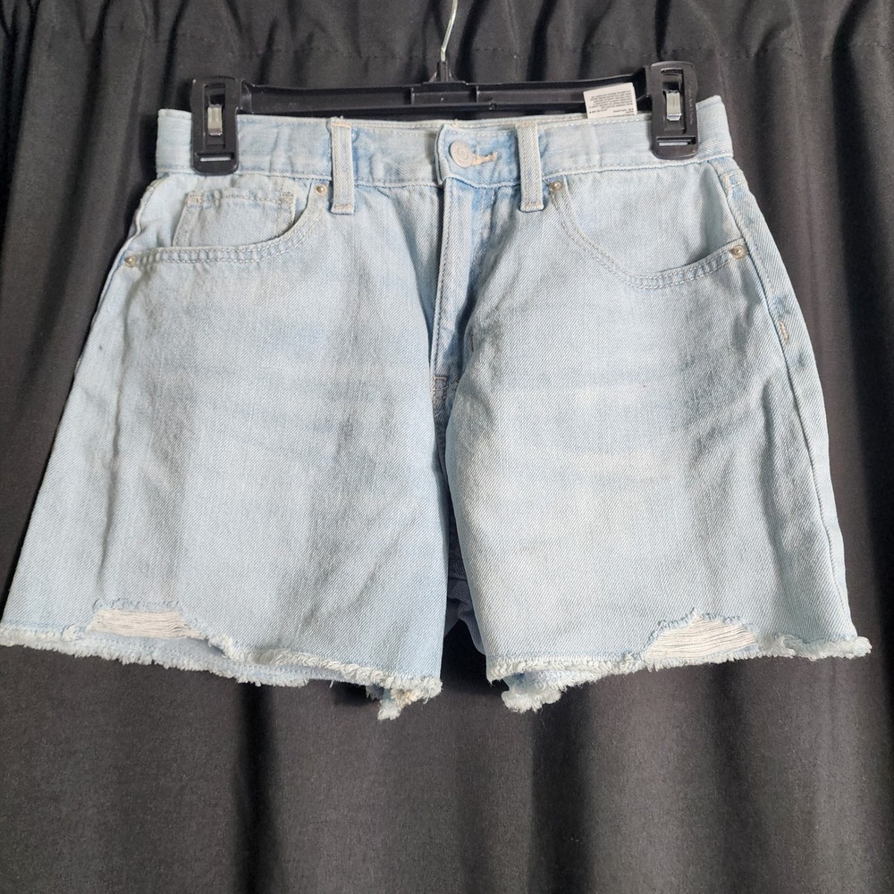 Old Navy‎ High Rise Built-In Tough Light Wash Raw Hem Denim Shorts Girls 16